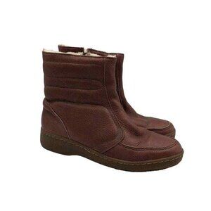 Vintage Original Bates FLOATERS Women's Size 11 Maroon Leather Sherpa Lined USA